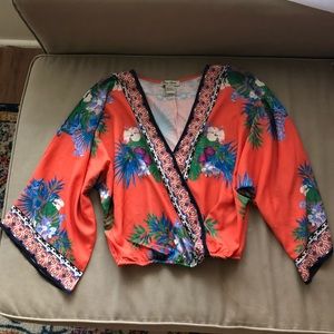 Flying Tomato tropical mixed print blouse